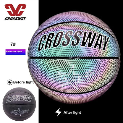 Holographic Reflective Basketball Ball Wear-Resistant Luminous Night